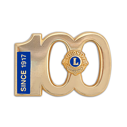 100周年記念ラペルピン 金メッキ型抜き製